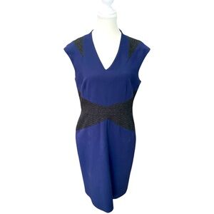 Antonio Melanin Elegant Blue Dark Gray Women's Sheath Dress Size 12